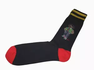 RALPH LAUREN POLO Large Teddy Bear Socks Dark Navy Blue Size 8 - 11 - Picture 1 of 1