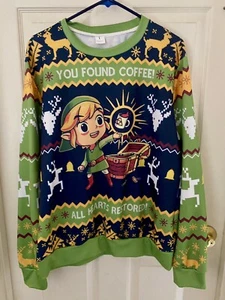Legend Of Zelda Christmas Ugly Sweater You Found Coffee Hearts Restored - Mens L - Picture 1 of 3