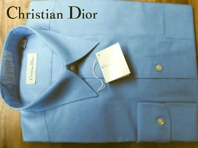 CHRISTIAN DIOR Air Force Blue Button Down Mens Cotton Shirt - Image 1 of 4