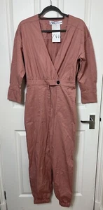 Zara Pink Jumpsuit Size Small Coverall Buttons Pockets Jumpsuit - Picture 1 of 10