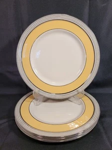 4 Rare Vintage Lenox Plymouth Yellow 5 Step Platinum Rim Dinner Plate 10.5” VGC - Picture 1 of 6