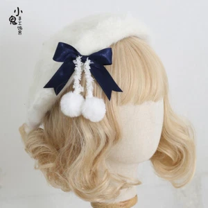 Japanese Lolita Bear Ear Beret Painter Hat Hair Accessories Cute Warm Plush Hat - Picture 1 of 1