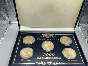 24Kt Cameo Gold Plated 2000 State Quarter Collection US Commemorative Gallery - Picture 1 of 3