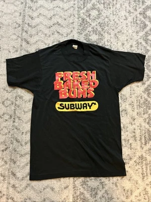 Camiseta Sandwich Vintage Años 80 Subway Fresh Baked Buns Puntada Única Variante Rara Foto 1 de 4