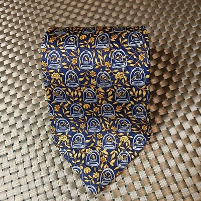 Neiman Marcus A.R. Corbata Richel Silk Aquestrain Strirup Design azul dorado plata... Foto 1 de 4