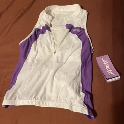 Nueva camiseta sin mangas para mujer Zoot Endurance Cycle Racerback púrpura-blanco XL Foto 1 de 4