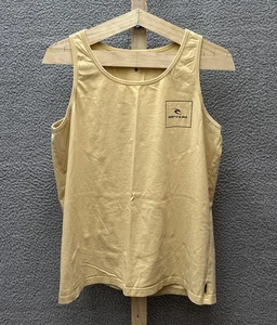 Camiseta sin mangas Rip Curl para hombre L amarilla lavada icono del cuerpo sin mangas cuello redondo - Imagen 1 de 8