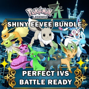 POKEMON LEGENDS ZA Z-A 6IV SHINY 9 PACK EEVEE BUNDLE EV TRAINED LEVEL 14-16 - Picture 1 of 1