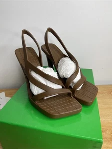Bottega Veneta Jimbo Brown Rubber Slingback Heeled Sandals UK 5 EU 38 RRP £620 - Picture 1 of 9