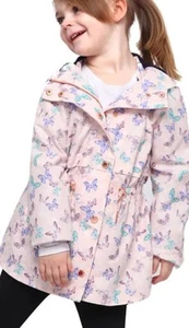 Rokka & Rolla Big Girl Waterproof Rain Jacket Medium (8 ) Pink Green Butterfly - Picture 1 of 5