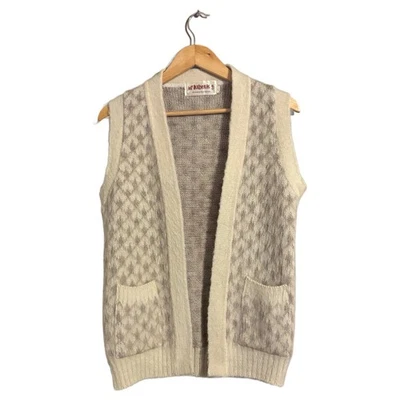 Vintage Icelandic Knitted in Great Britain 100% Wool Cream & Tan Knit Vest Sz M - Image 1 of 4
