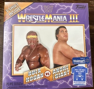 Funko WWE Wrestlemania T-shirt Sz M Hulk Hogan Andre Giant Display Ring Box Set - Picture 1 of 5