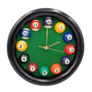 Billiards Pool Ball Clock - 11Inch Round Table Cool Wall Clock with Wood - Picture 1 of 7