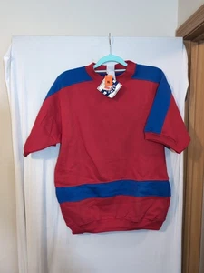 Vintage Pro Spirit Herren XL Sweatshirt Kurzarm Colorblock Rot Blau 90er - Bild 1 von 5