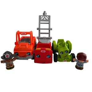 Little People Construction & Firefighter Toy Vehicle Set 5 Piece Bundle Tractor - Picture 1 of 13
