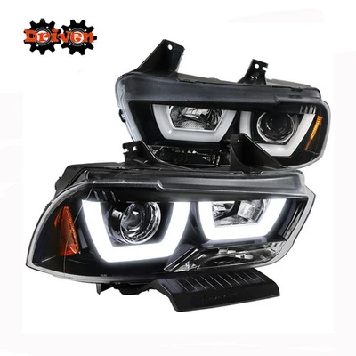 11-14 Dodge Charger 1 pieza faros esquineros con LED DRL brillante proyector lente transparente Foto 1 de 3