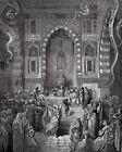 Charming 1800s Gustave DORE SIGNED "The Banquet in Damascus Palace" Framed COA
