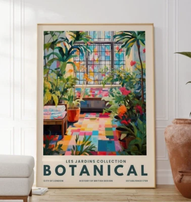 Impresión de ilustración de arte digital botánico, arte moderno colorido inspirado en la naturaleza Foto 1 de 4