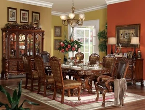 NEW Traditional Cherry Brown 9pcs Dining Room Table Chairs Set ICAI - LOW STOCK - Picture 1 of 4