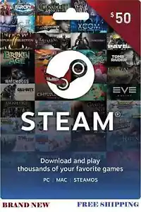 Karta upominkowa Steam z paragonem 50 USD Portfel Steam Darmowa przyspieszona wysyłka. - Zdjęcie 1 z 1