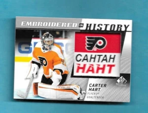 Carter Hart 2021-22 SP Game Used #44 Embroidered in History "CAHTAH HAHT"-Flyers - Picture 1 of 2