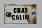 Chat Calin, Plaque Émaillée Chat Calin, Plaque Emaillee Chat .