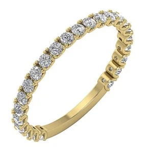 SI1 G 0.65 Ct Round Cut Diamond Anniversary Ring 14K Solid Yellow Gold Appraisal - Picture 1 of 8