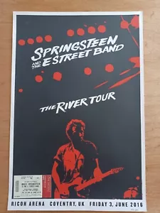 Bruce Springsteen 2016 Limited Numbered Tour Poster Coventry June 3 c/w Ticket - Picture 1 of 3