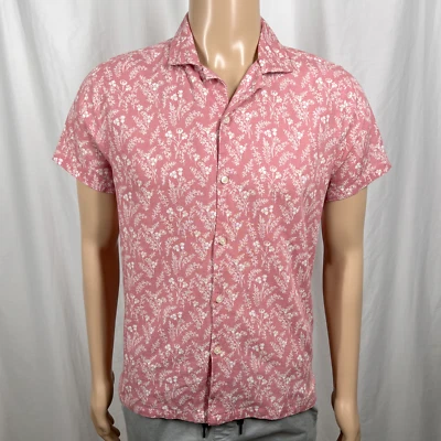 Abercrombie & Fitch Men's Small Pink Floral Linen Short Sleeve Button-Up Shirt - Image 1 of 4