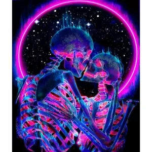 Tapestry Wall Skeleton Embrace 5 ft x 4 ft Colorful Whimsy Home Decor - Picture 1 of 4