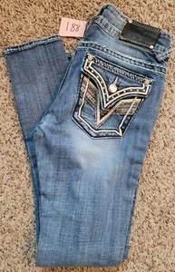 Vigoss The New York Skinny Jeans Size 28x31 Embellished Flap Denim Bling - Picture 1 of 7