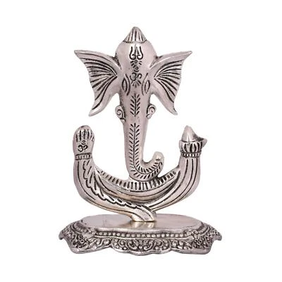 Metallo Antico Placcato Argento Ganesha Decorativo Fiore All'Occhiello Per Casa - Immagine 1 di 3