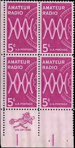 US Scott # 1260, Amateur Radio, Zip Block of (4) 1964 5¢ Stamps, MNH - Picture 1 of 1