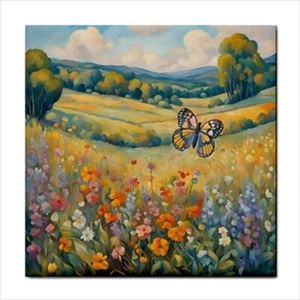 Field Of Flowers Ceramic Tile Art Decorative Backsplash Accent Home Decor - Picture 1 of 2