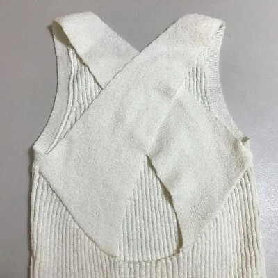 Anthropologie Saturday Sunday Elle Maxi Dress Ivory Ribbed Knit Cross-Back sz M - Imagem 1 de 4