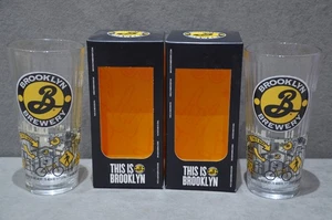 2x Brooklyn Brewery One Pint 20oz Bierglas Farbe Logo in Geschenkbox NEU CE M23 - Bild 1 von 19