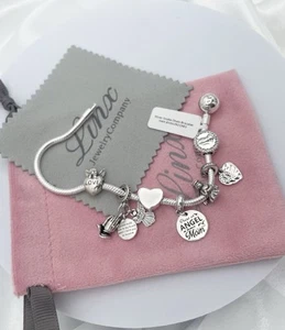 Linx Silver Snake Chain Bracelet with Mom In Heaven Themed Charms - Picture 1 of 7