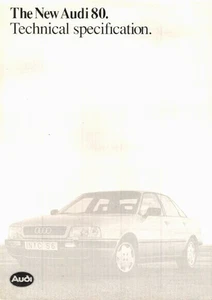 Audi 80 Specifications 1991-1992 UK Market Foldout Brochure - Picture 1 of 2