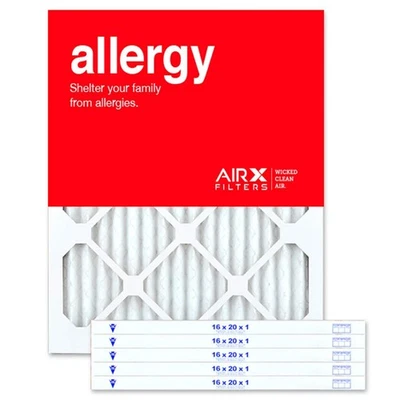 AIRx ALLERGY 16x20x1 MERV 11 Pleated Air Filter - Made in the USA - Box of 6 - Image 1 of 4