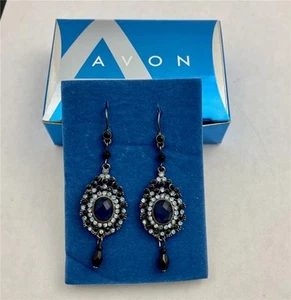 Avon 2006 Midnight Blue Dangle Leverback Earrings - Picture 1 of 5