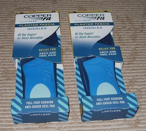 2 Quantità -Copper Fit WorkGear Plantar Fascia Solette Uomo 9-12 Antiurto Tacco Pad! - Foto 1 di 3