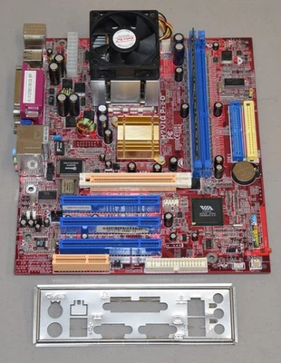 Biostar M7VIG Pro-D mATX Socket A AMD Duron 750MHz 256MB DDR IO Shield AGP PCI - Image 1 of 4