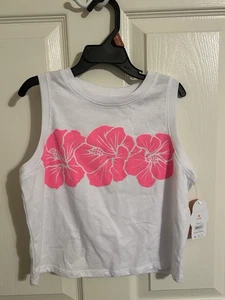 Wonder Nation Girls Size M (7-8) Graphic Tank- Pink Hibiscus - Picture 1 of 3