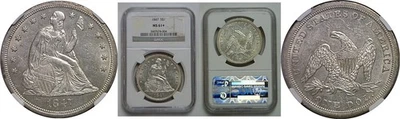 Dólar libertad sentada 1847 $1 NGC MS-61+ Foto 1 de 3