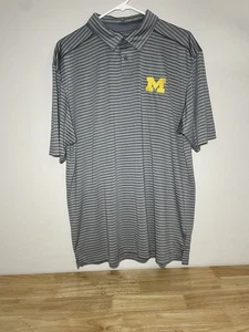 Champion Michigan Wolverines gestreiftes Poloshirt XL grau Michigan University UofM - Bild 1 von 20