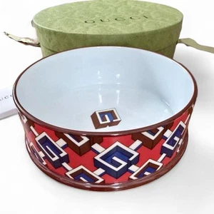 Gucci X Richard Ginori Geometric Dog Food Bowl Water Bowl Large W/Box Unused W4 - Picture 1 of 7