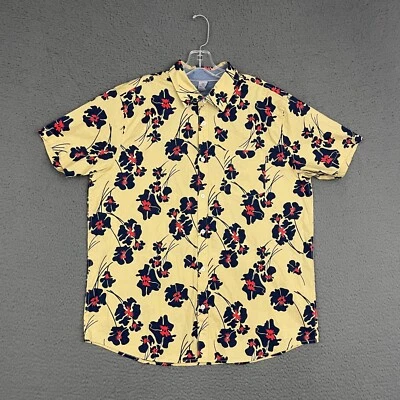 Camisa Hurley Para Hombres Grande Amarilla Floral Abotonada Patinador Hawaiano Informal Papá Playa Foto 1 de 4