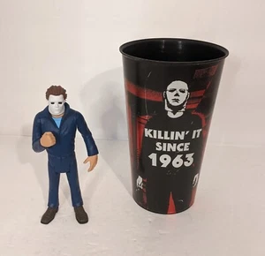 LICENSED HALLOWEEN MICHAEL MYERS SOUVENIR CUP & TOONY TERRORS FIGURE LOT - Picture 1 of 2