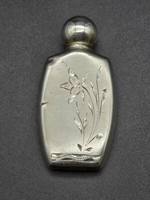 Botella de perfume rusa vintage Art Deco de plata de ley 875 grabada soviética URSS Foto 1 de 4