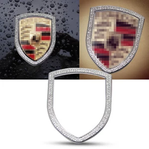 Front Hood Logo Decor Rhinestone Cover For Porsche Cayenne 911 Macan Panamera - Picture 1 of 8